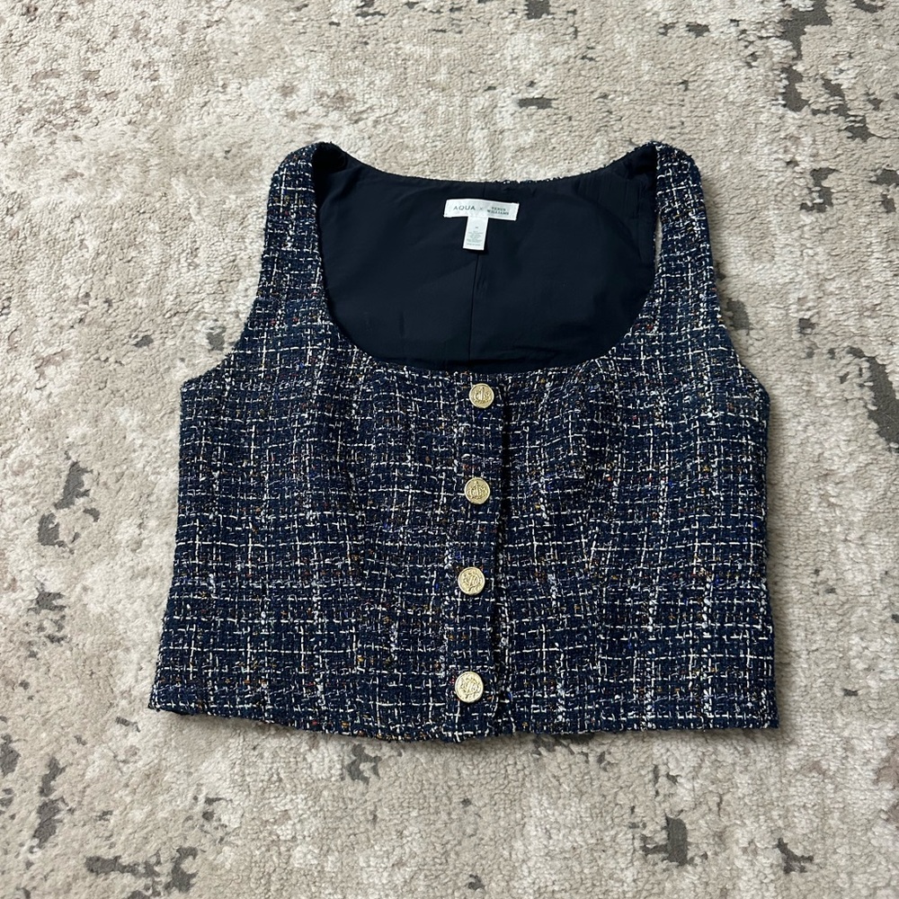 AQUA x Venus Williams Tweed Sleeveless Top Size Medium - Picture 2 of 4